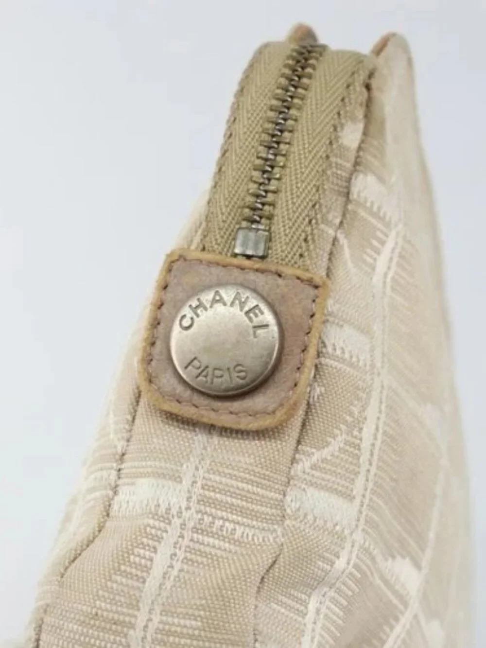 CHANEL New Travel Line Pouch Beige CC Auth 148196